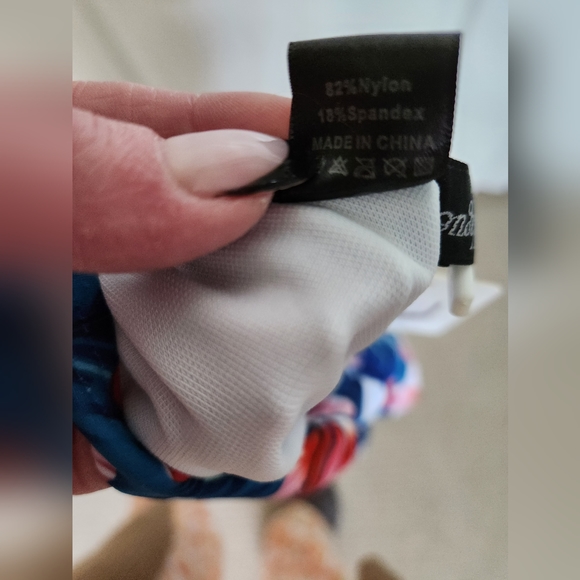 NWT Flurty Royale Blue v neck top and floral high-rise two-piece swimsuit - Picture 8 of 13